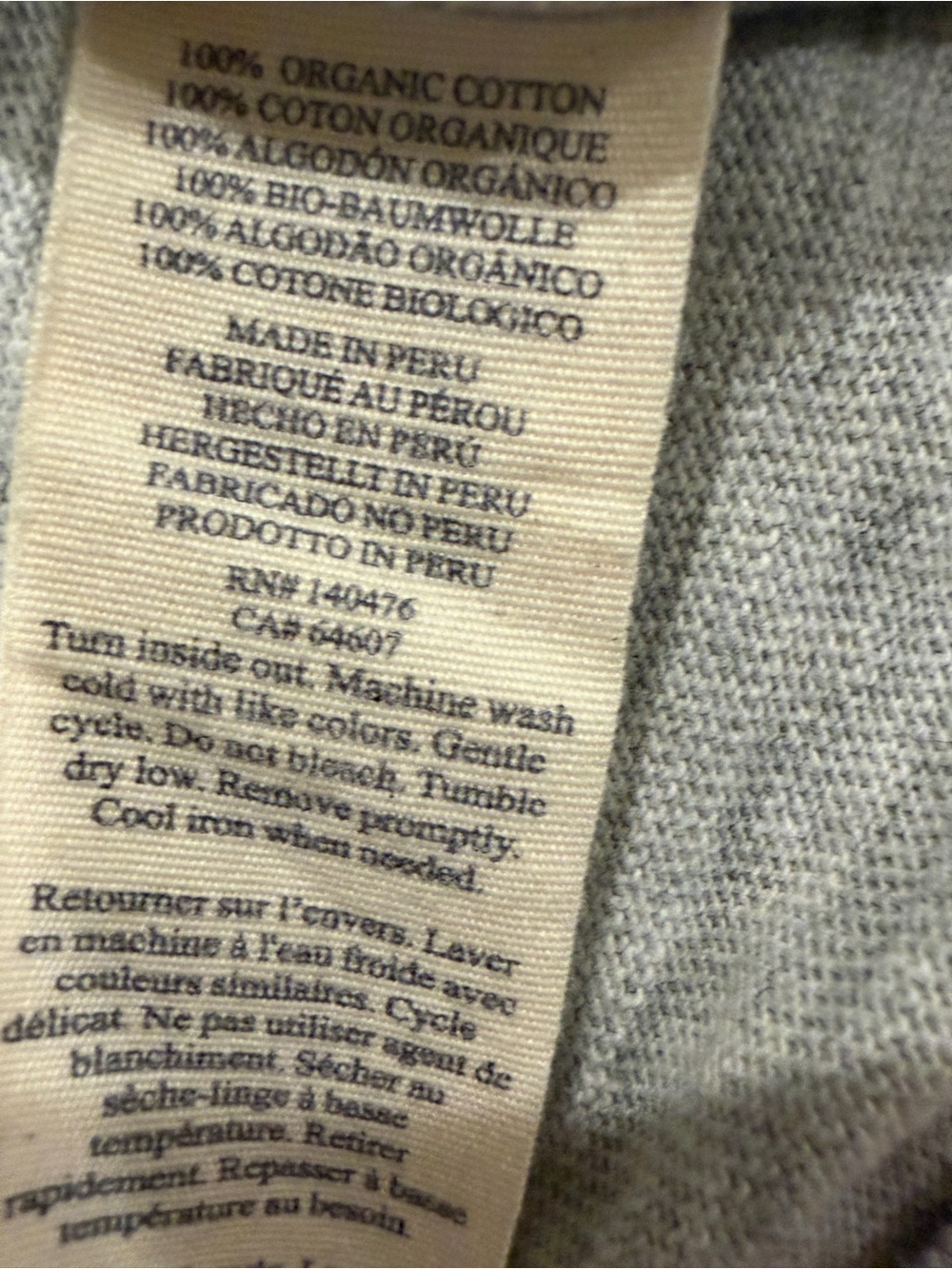 Faherty Light Gray V-Neck Short Sleeve Sweater with Cream Trim - Picture 6 of 7